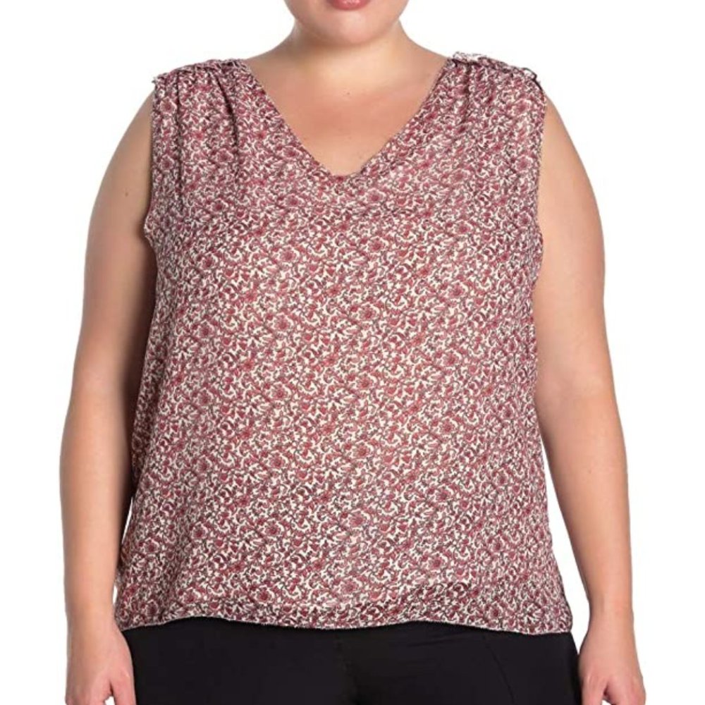 Catherine Malandrino Women's Mauve Ditsy Floral Blouse X-Large New with Tags
